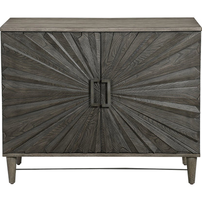 Shield Cabinet by Uttermost in gray. Made from rubber wood, oak veneer, mdf, particle board, steel in a eclectic & global style.