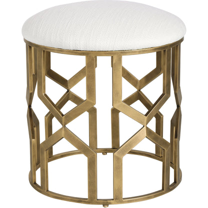 Trellis Geometric Accent Stool by Uttermost. Made from iron, mdf, fabric, foam in a transitional style.