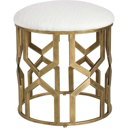 Trellis Geometric Accent Stool by Uttermost. Made from iron, mdf, fabric, foam in a transitional style.