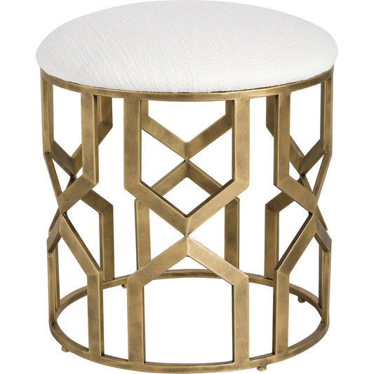 Trellis Geometric Accent Stool by Uttermost. Made from iron, mdf, fabric, foam in a transitional style.