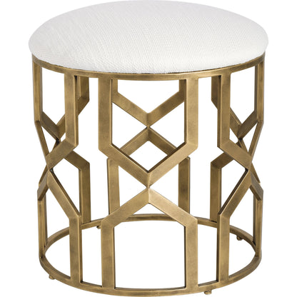 Trellis Geometric Accent Stool by Uttermost. Made from iron, mdf, fabric, foam in a transitional style.