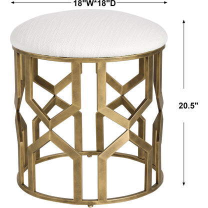 Trellis Geometric Accent Stool by Uttermost. Made from iron, mdf, fabric, foam in a transitional style.