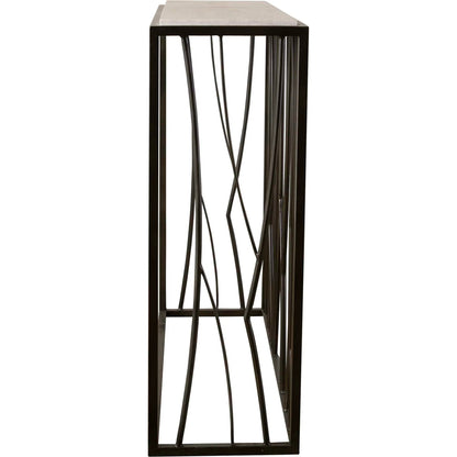 Reed Travertine Console Table by Uttermost. Made from metal, stone in a modern style.