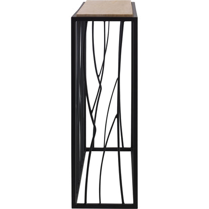 Reed Travertine Console Table by Uttermost. Made from metal, stone in a modern style.