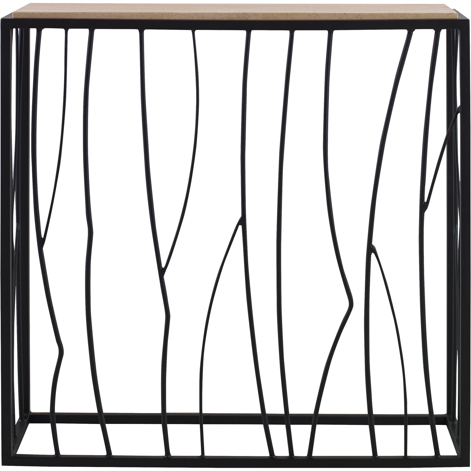 Reed Travertine Console Table by Uttermost. Made from metal, stone in a modern style.