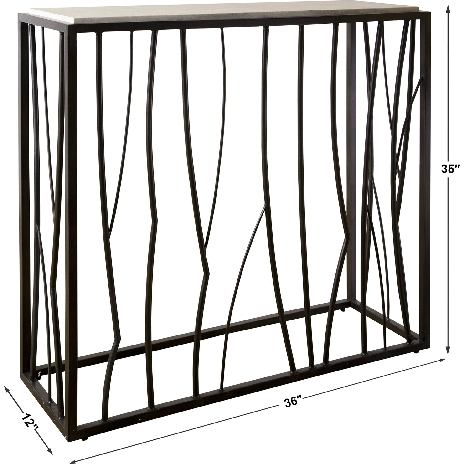 Reed Travertine Console Table by Uttermost. Made from metal, stone in a modern style.