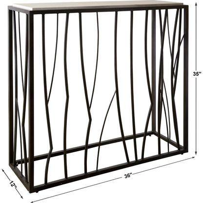 Reed Travertine Console Table by Uttermost. Made from metal, stone in a modern style.