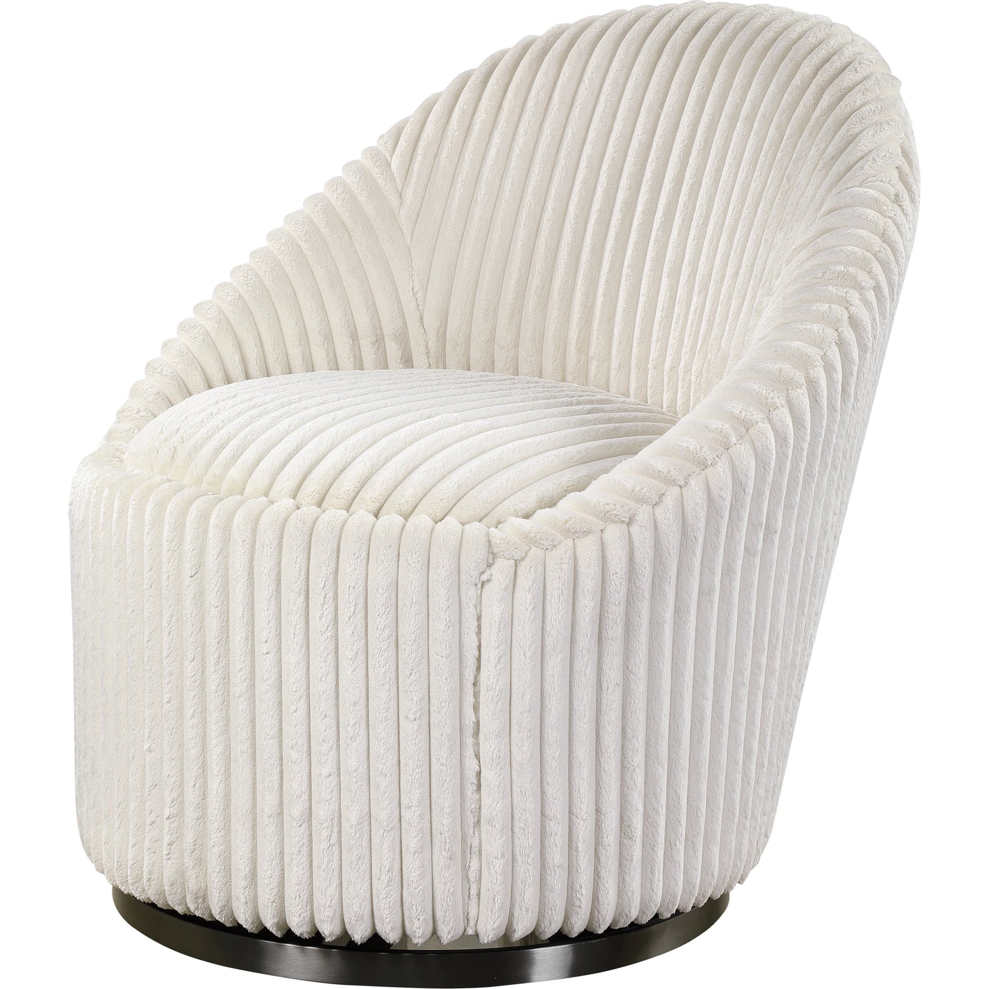 Crue Swivel Chair by Uttermost. Made from plywood, hardwood, fabric, foam, stainless steel in a modern style.