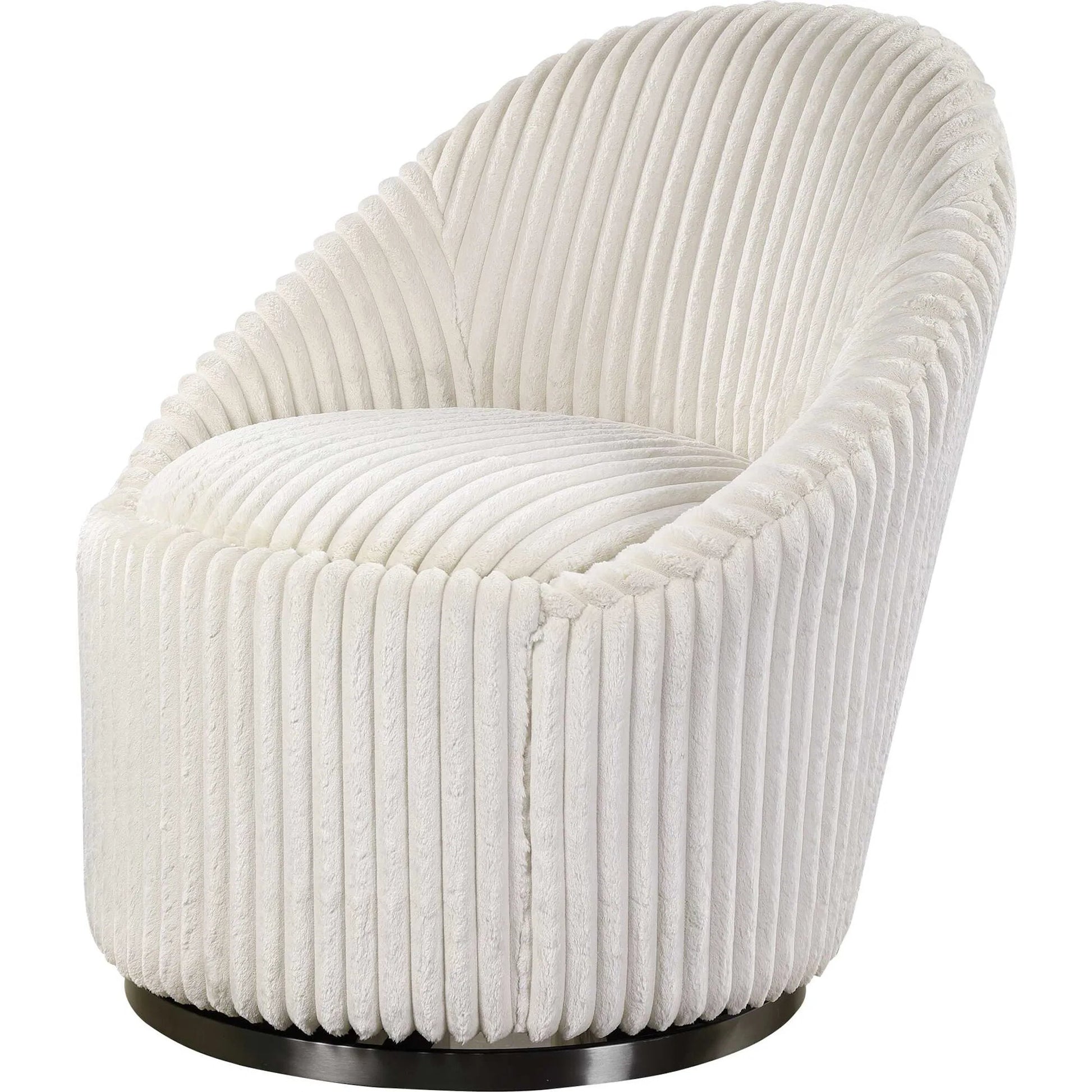 Crue Swivel Chair by Uttermost. Made from plywood, hardwood, fabric, foam, stainless steel in a modern style.