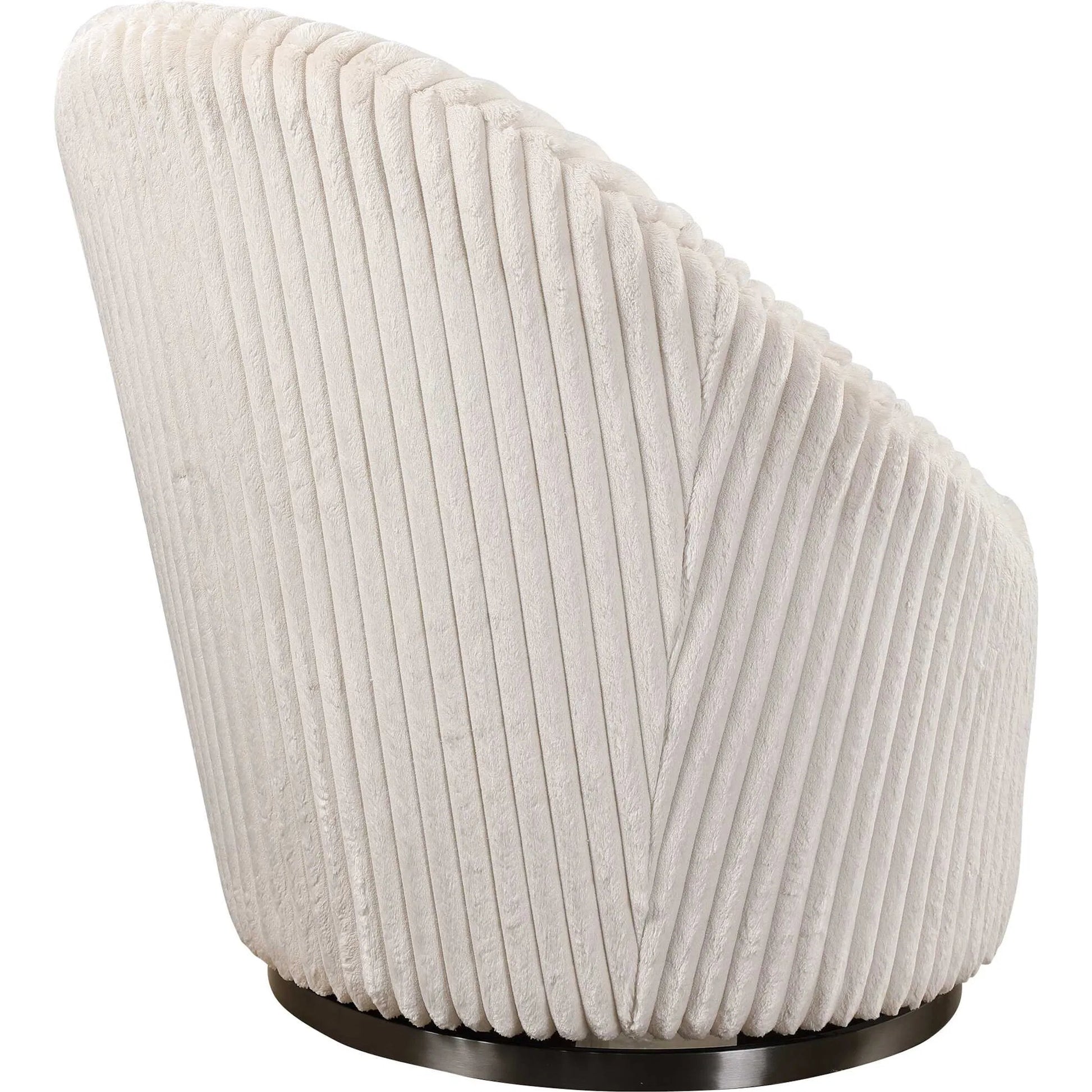 Crue Swivel Chair by Uttermost. Made from plywood, hardwood, fabric, foam, stainless steel in a modern style.