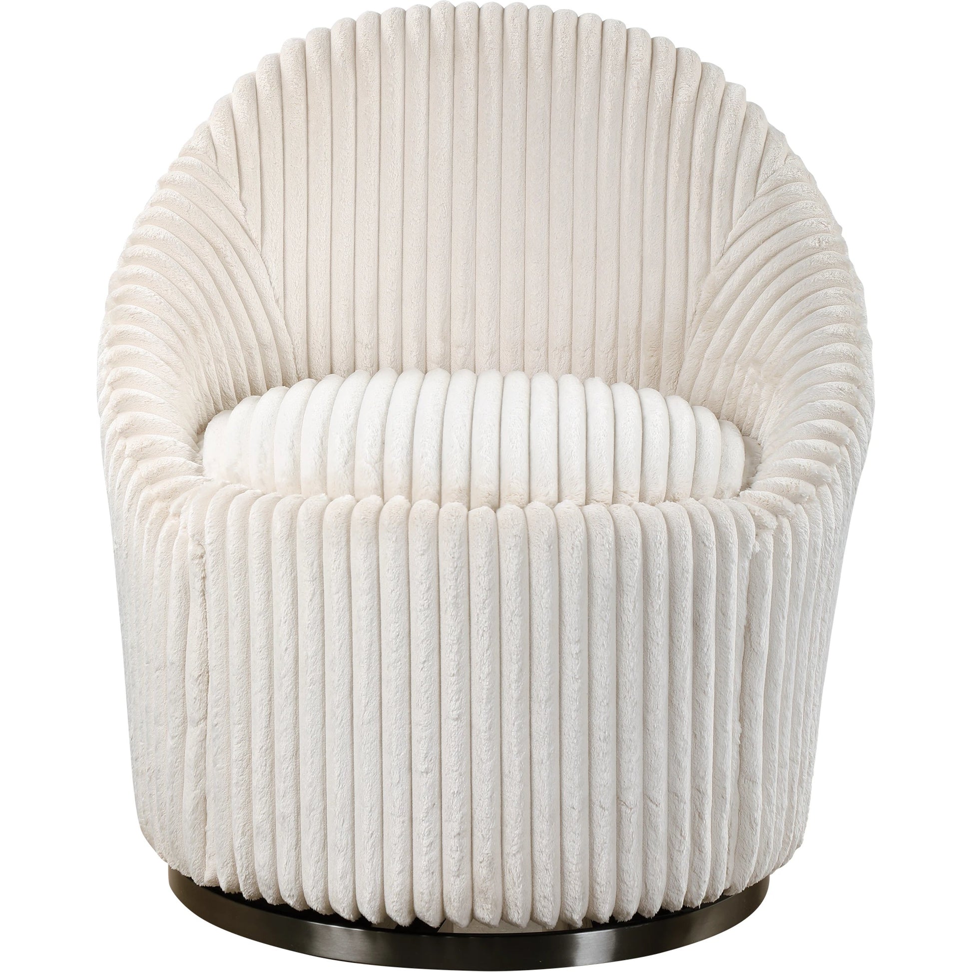 Crue Swivel Chair by Uttermost. Made from plywood, hardwood, fabric, foam, stainless steel in a modern style.