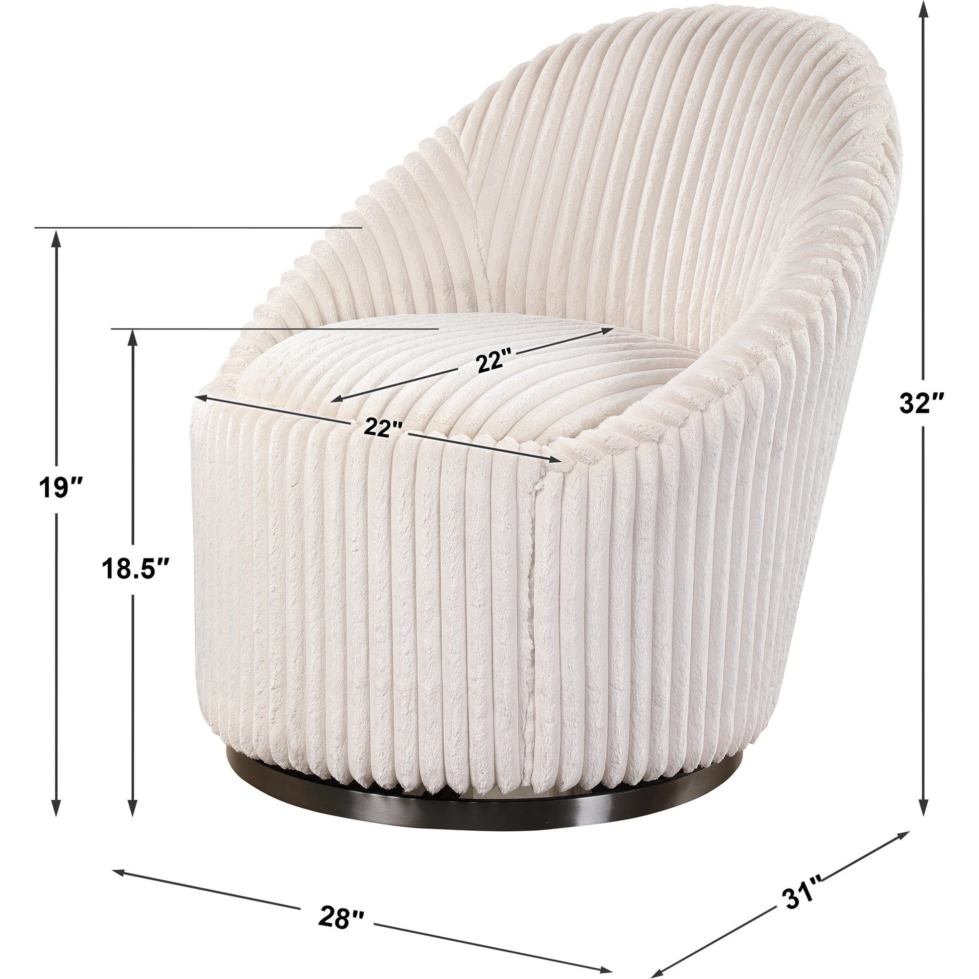 Crue Swivel Chair by Uttermost. Made from plywood, hardwood, fabric, foam, stainless steel in a modern style.