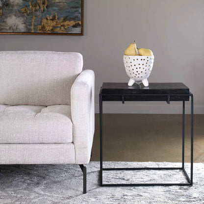 Telone Side Table by Uttermost in black. Made from iron, aluminum in a modern style.