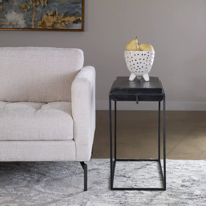 Telone Side Table by Uttermost in black. Made from iron, aluminum in a modern style.