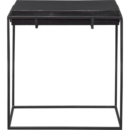Telone Side Table by Uttermost in black. Made from iron, aluminum in a modern style.