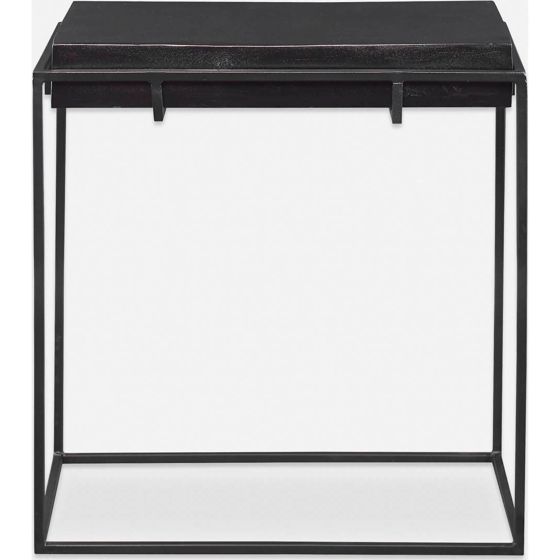 Telone Side Table by Uttermost in black. Made from iron, aluminum in a modern style.