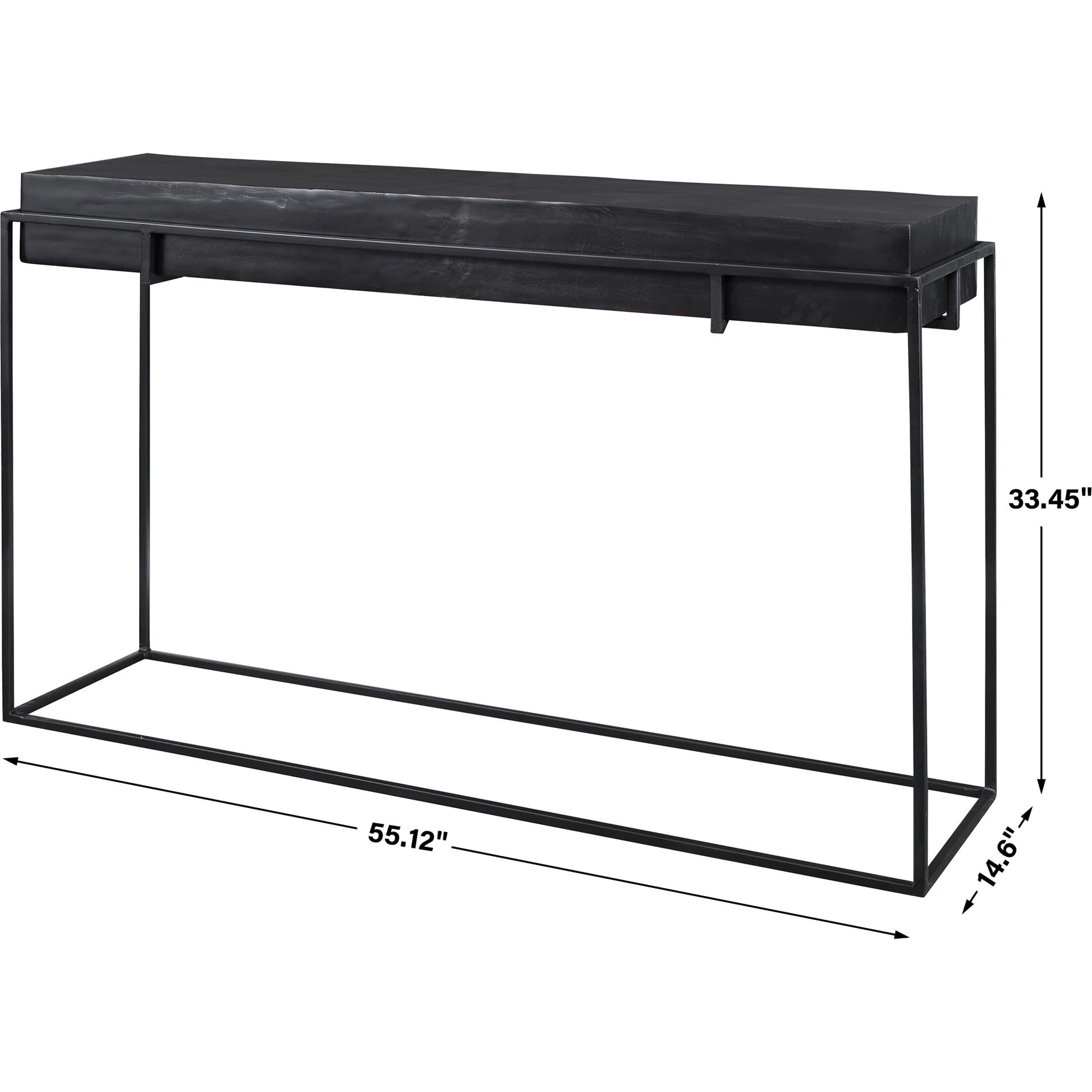 Telone Console Table by Uttermost in black. Made from iron, aluminum in a modern style.