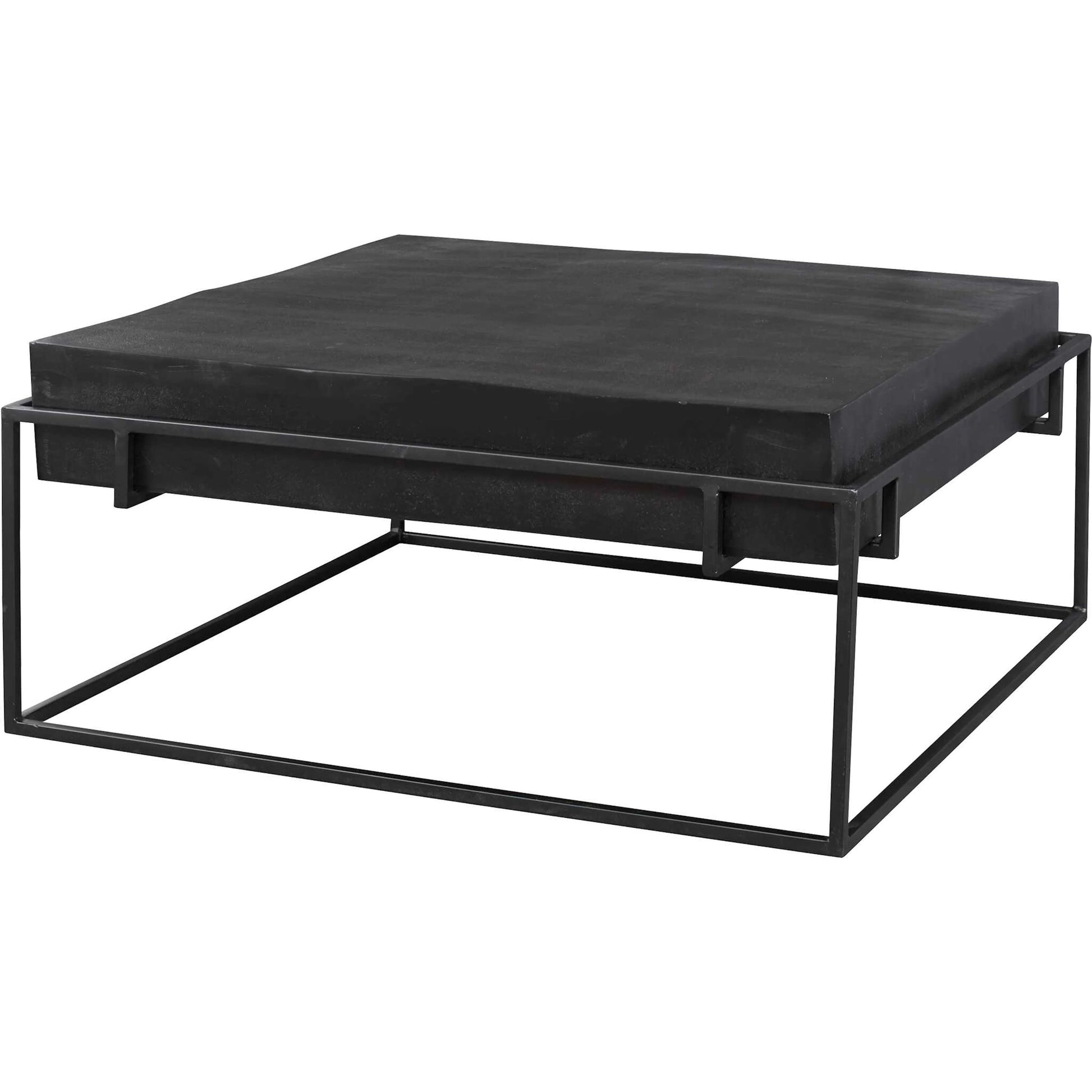 Telone Coffee Table by Uttermost in black. Made from iron, aluminum in a modern style.