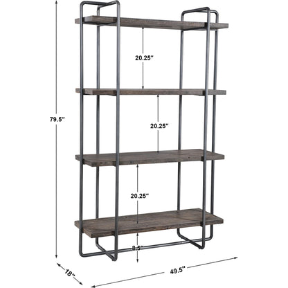 Stilo Etagere by Uttermost. Made from boat wood, plywood, steel in a modern style.