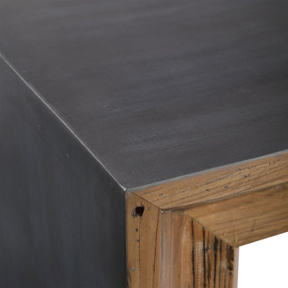 Vail Console Table by Uttermost in natural, gray. Made from reclaimed elm, plywood, concrete in a eclectic & global style.