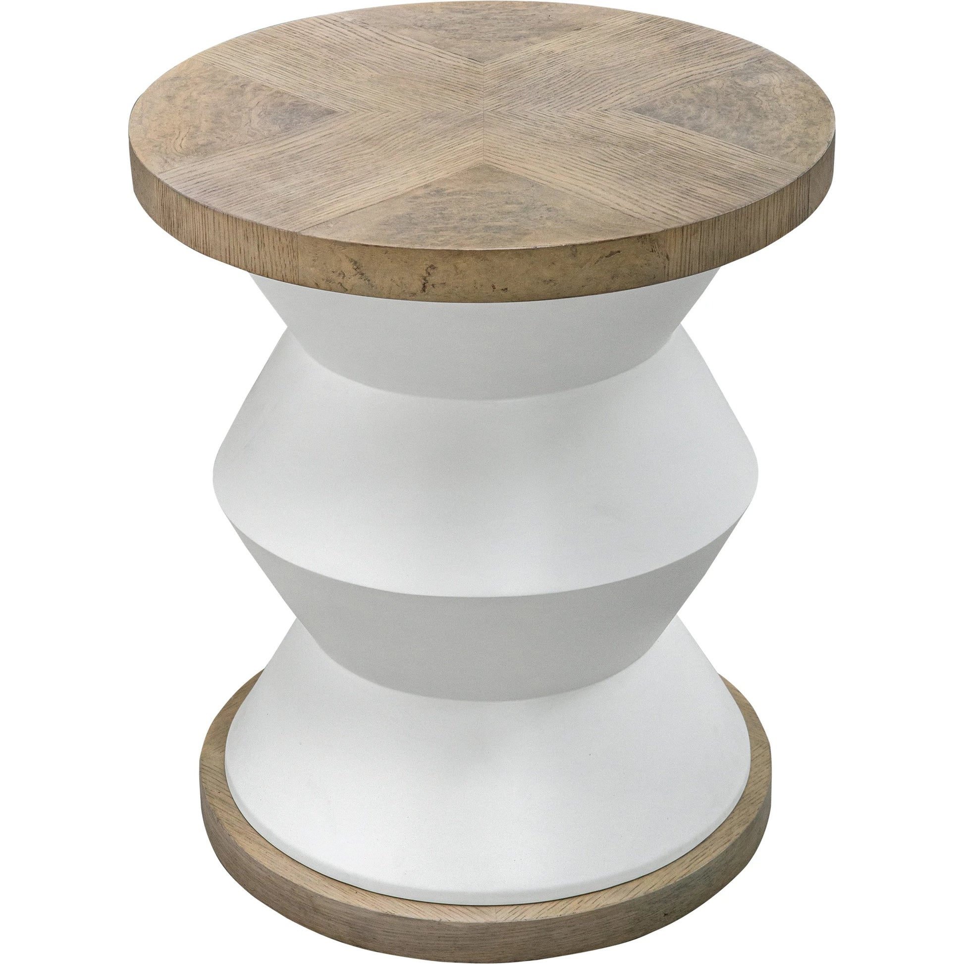 Spool Geometric Side Table by Uttermost. Made from mixed wood with tsca title vi, resin, veneer, plastic pipe in a eclectic & global style.