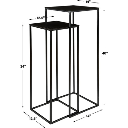 Coreene Nesting Pedestals (Set of 2) by Uttermost in antique bronze. Made from iron, aluminum in a modern style.