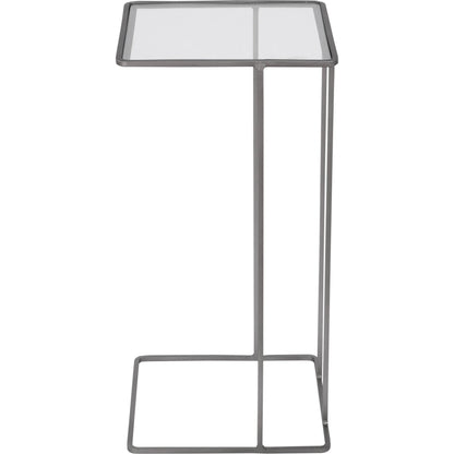 Cadmus Accent Table by Uttermost in black. Made from iron, glass in a modern style.