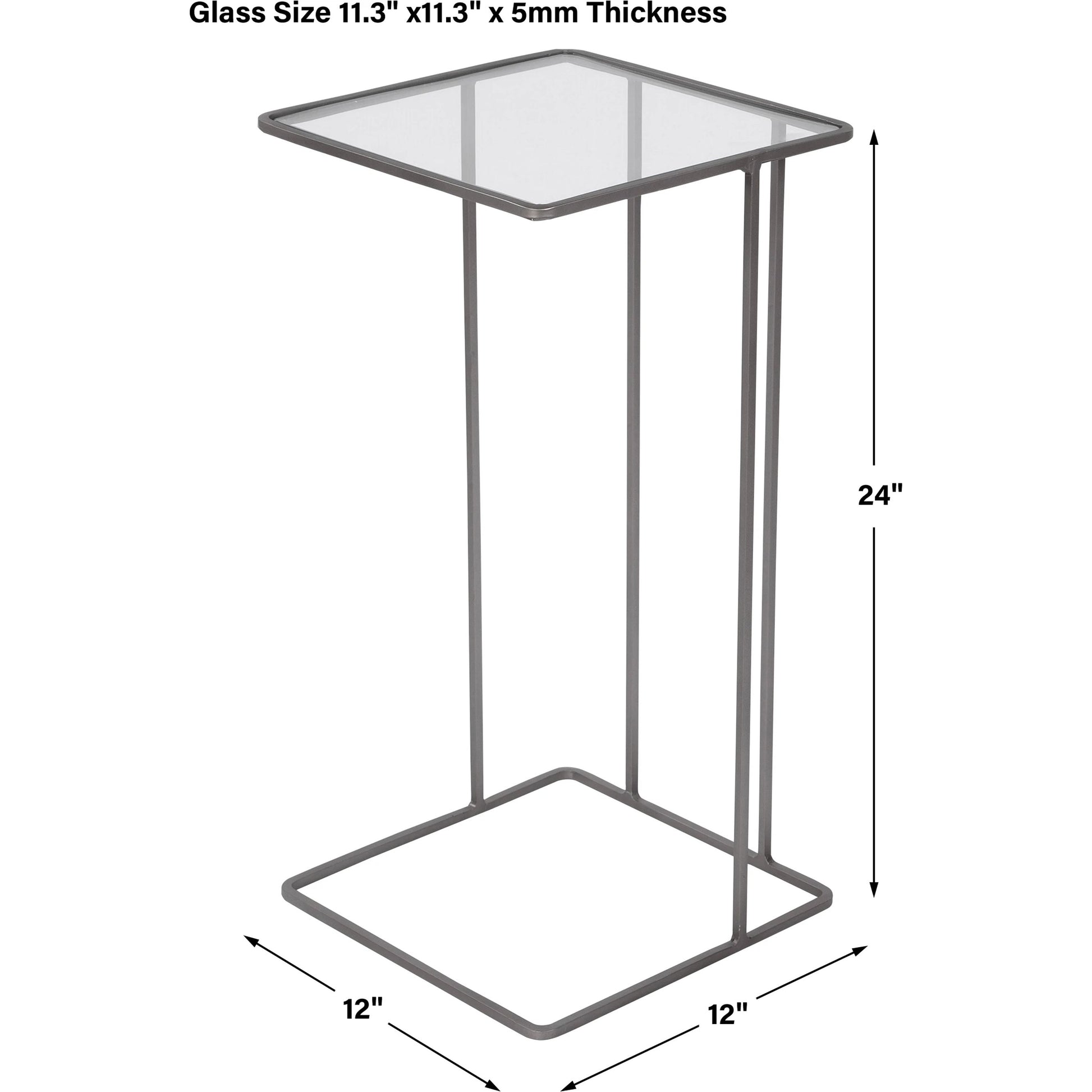Cadmus Accent Table by Uttermost in black. Made from iron, glass in a modern style.