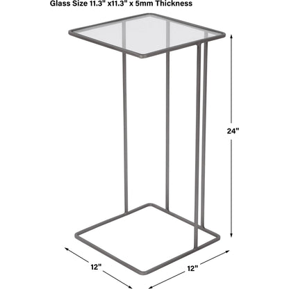 Cadmus Accent Table by Uttermost in black. Made from iron, glass in a modern style.