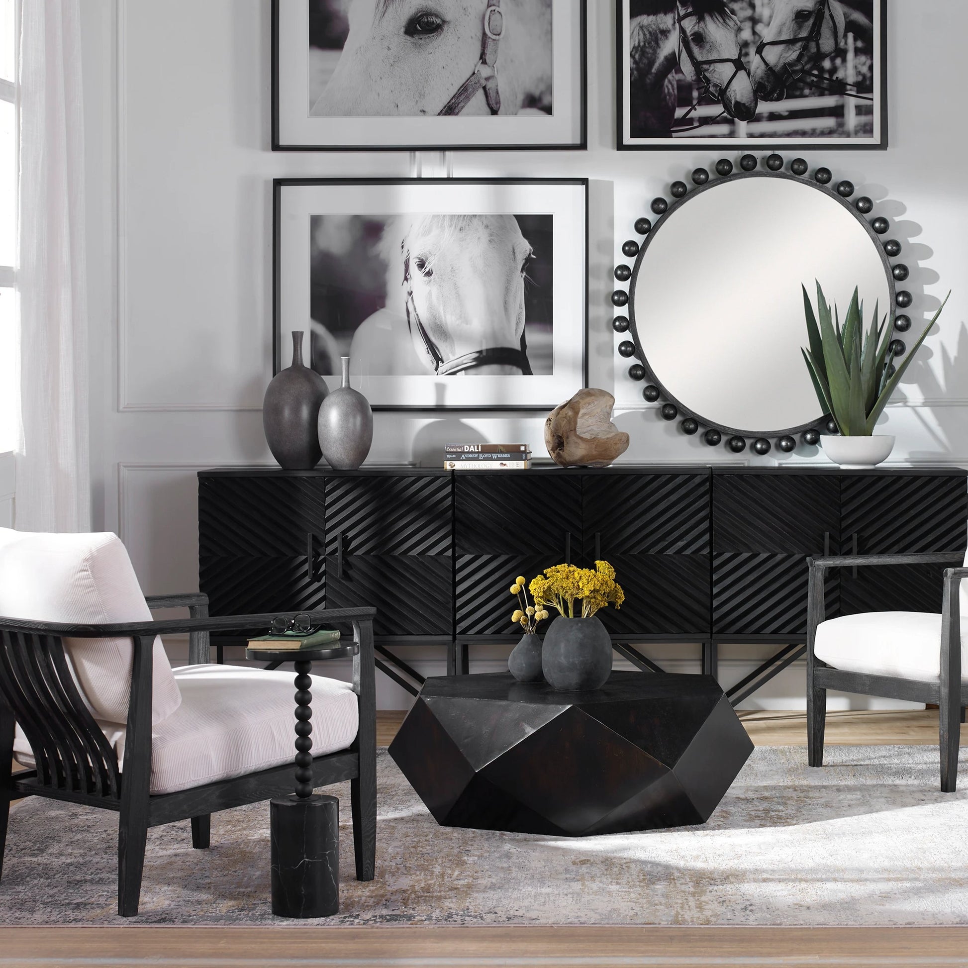 Volker Small Coffee Table by Uttermost in black. Made from mdf carb phase 2 with javawood in a eclectic & global style.