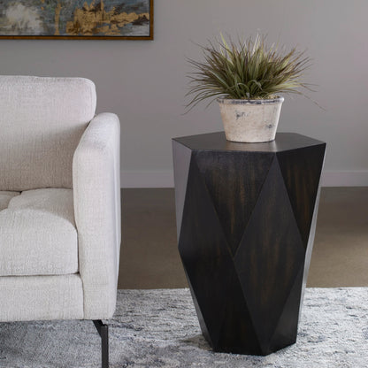 Volker Side Table by Uttermost in white. Made from carb phase 2 with javawood in a eclectic & global style.