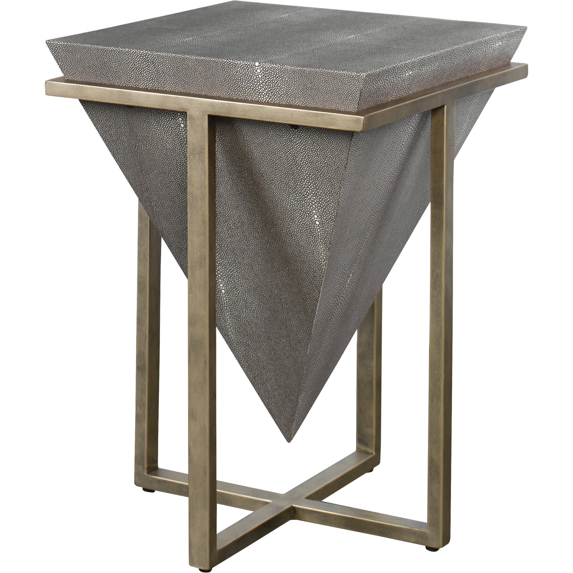 Bertrand Accent Table by Uttermost in aged gold. Made from iron, mdf, faux leather in a eclectic & global style.