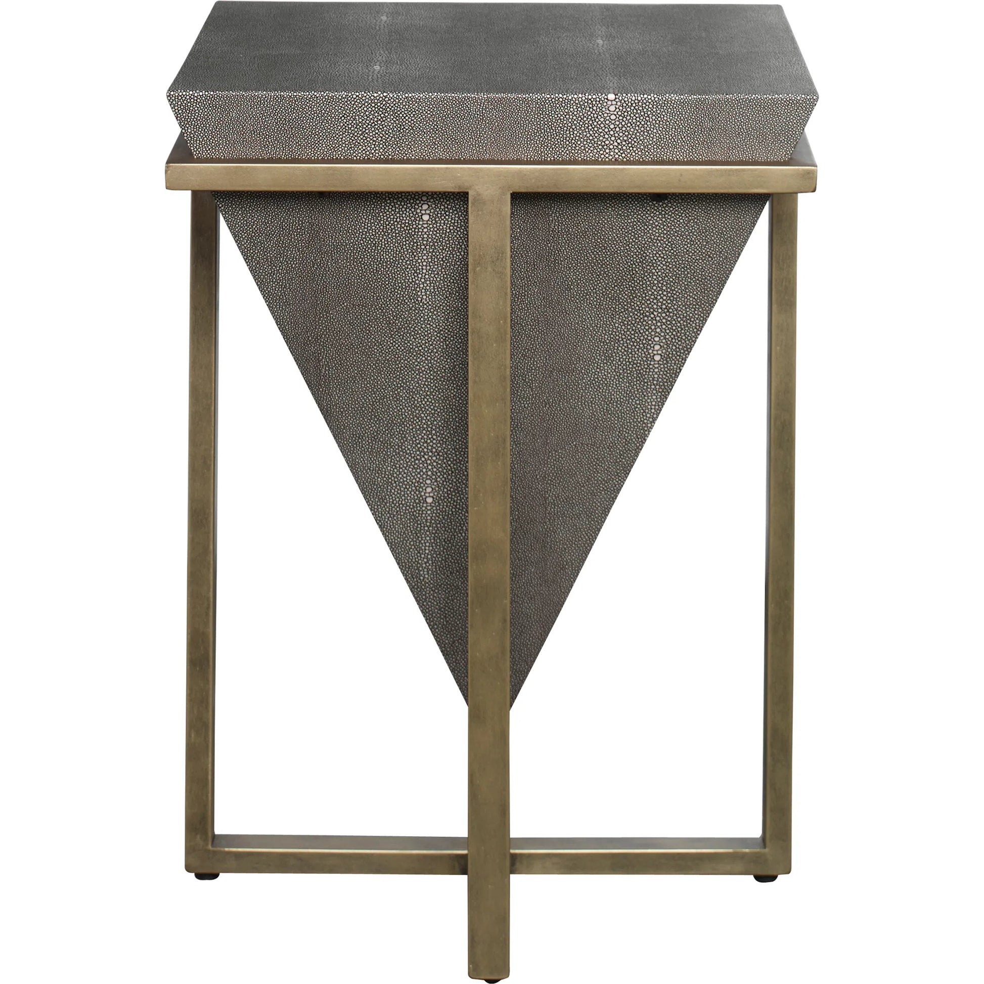 Bertrand Accent Table by Uttermost in aged gold. Made from iron, mdf, faux leather in a eclectic & global style.