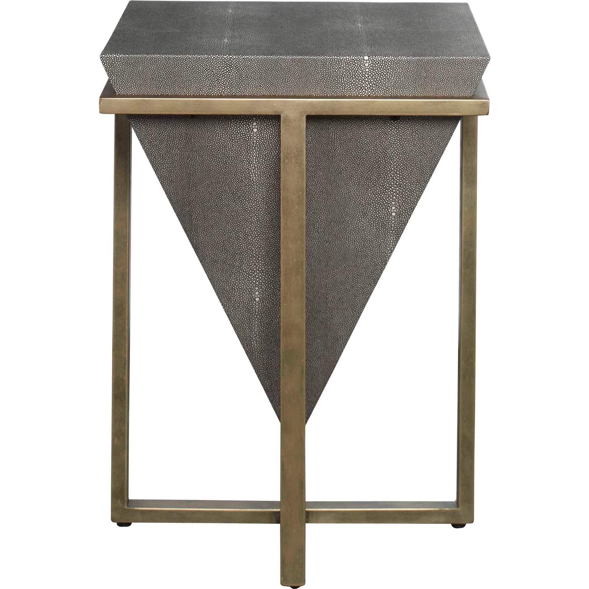 Bertrand Accent Table by Uttermost in aged gold. Made from iron, mdf, faux leather in a eclectic & global style.