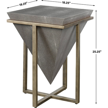 Bertrand Accent Table by Uttermost in aged gold. Made from iron, mdf, faux leather in a eclectic & global style.