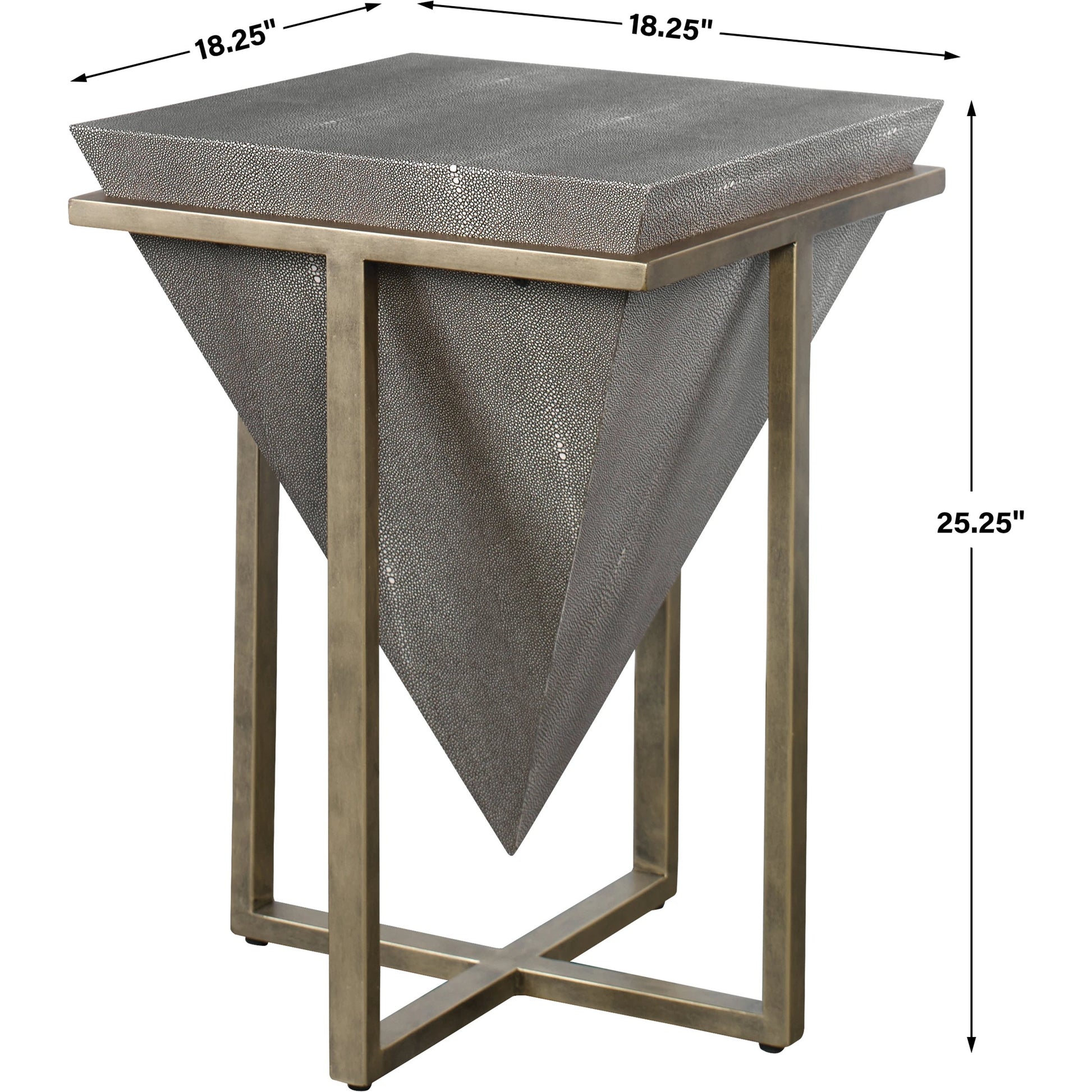 Bertrand Accent Table by Uttermost in aged gold. Made from iron, mdf, faux leather in a eclectic & global style.