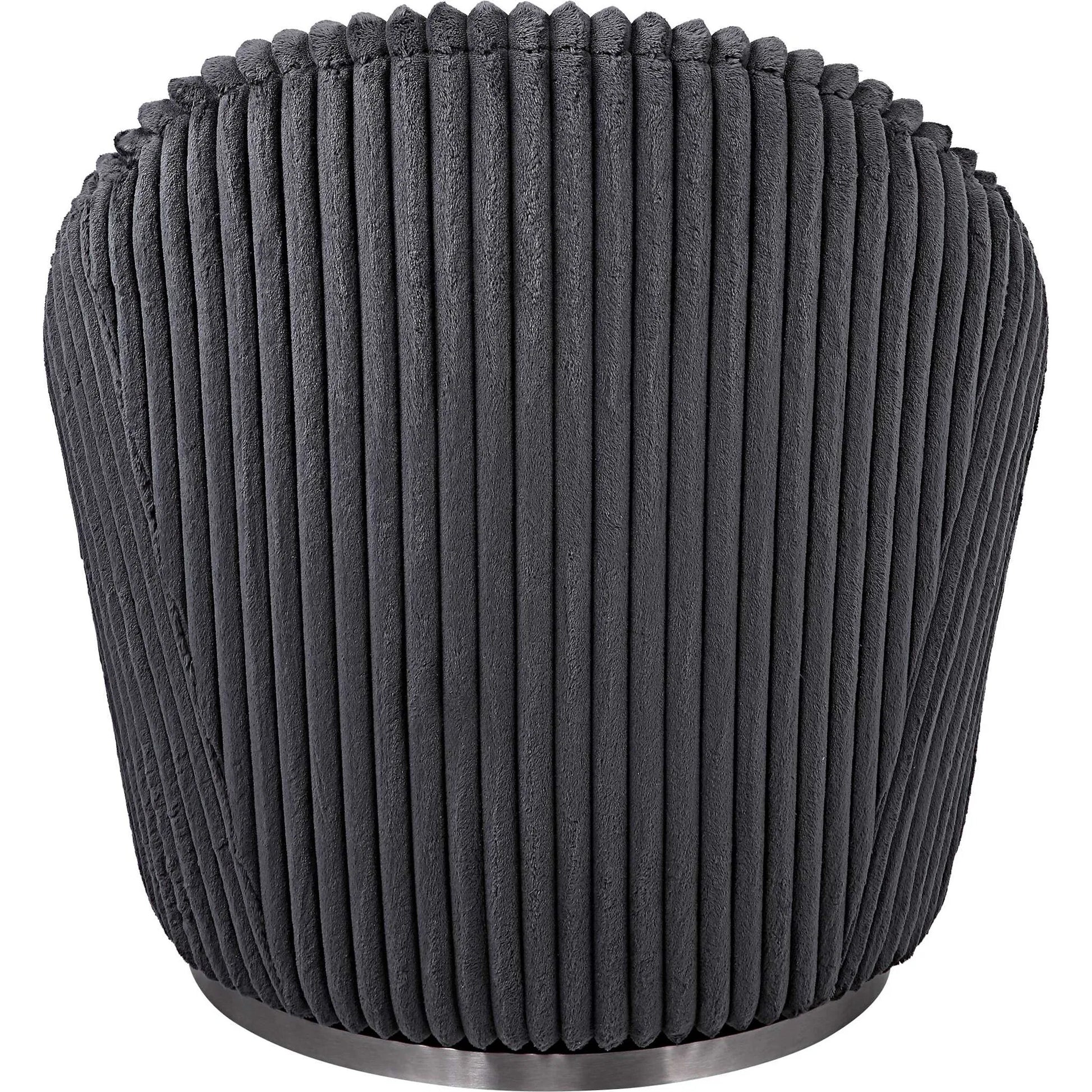 Crue Swivel Chair by Uttermost. Made from plywood, hardwood, fabric, foam, stainless steel in a modern style.