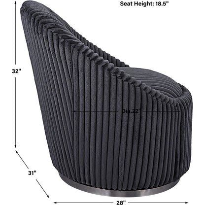 Crue Swivel Chair by Uttermost. Made from plywood, hardwood, fabric, foam, stainless steel in a modern style.