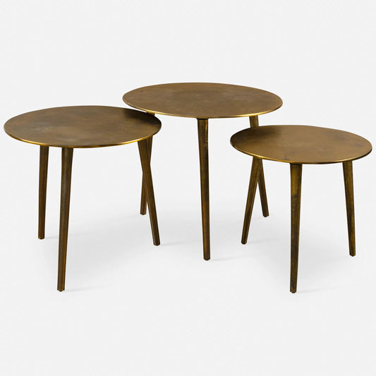 Kasai Coffee Tables by Uttermost in oxidized antique gold. Made from aluminum in a eclectic & global style.