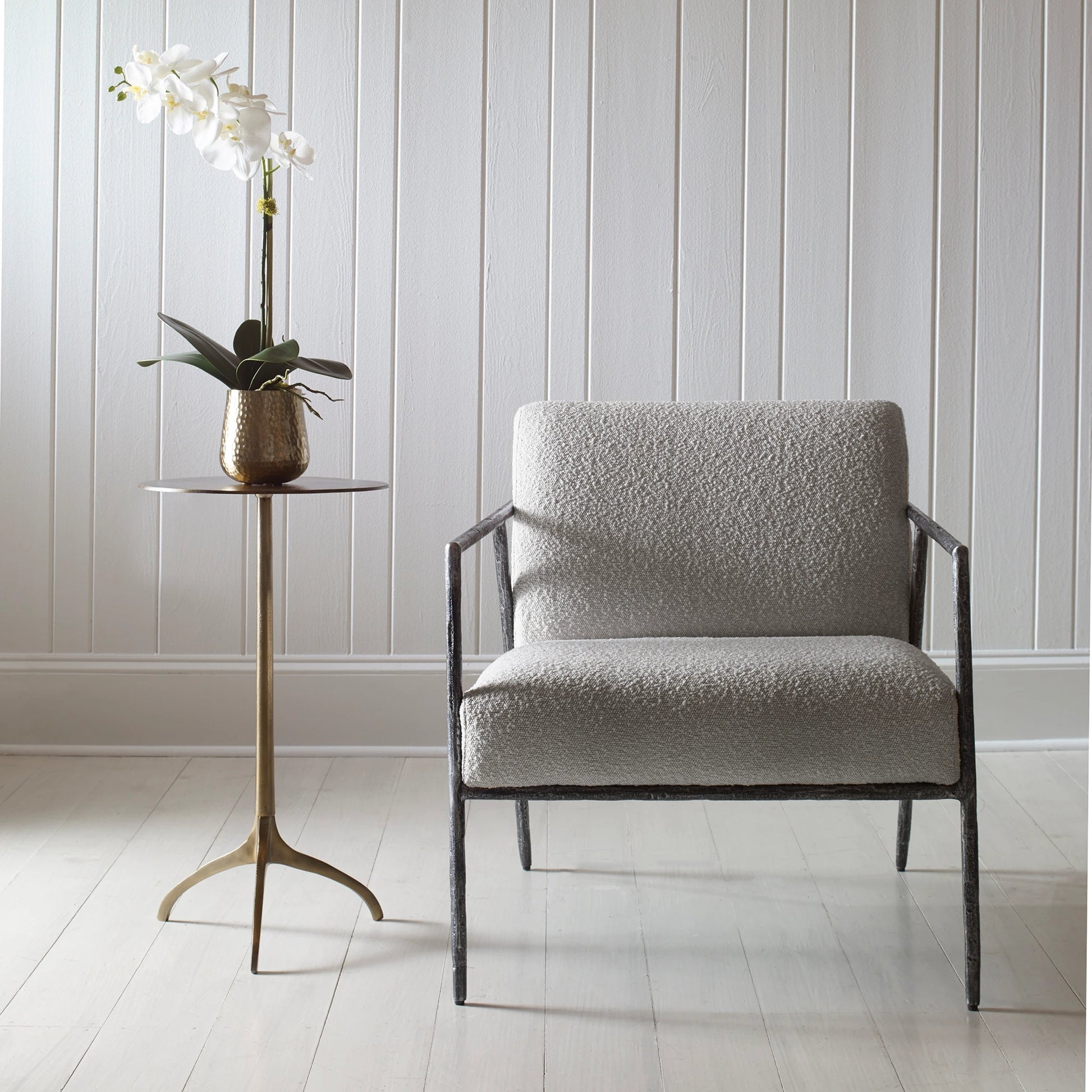 Beacon Accent Table by Uttermost in antique gold. Made from aluminum in a eclectic & global style.