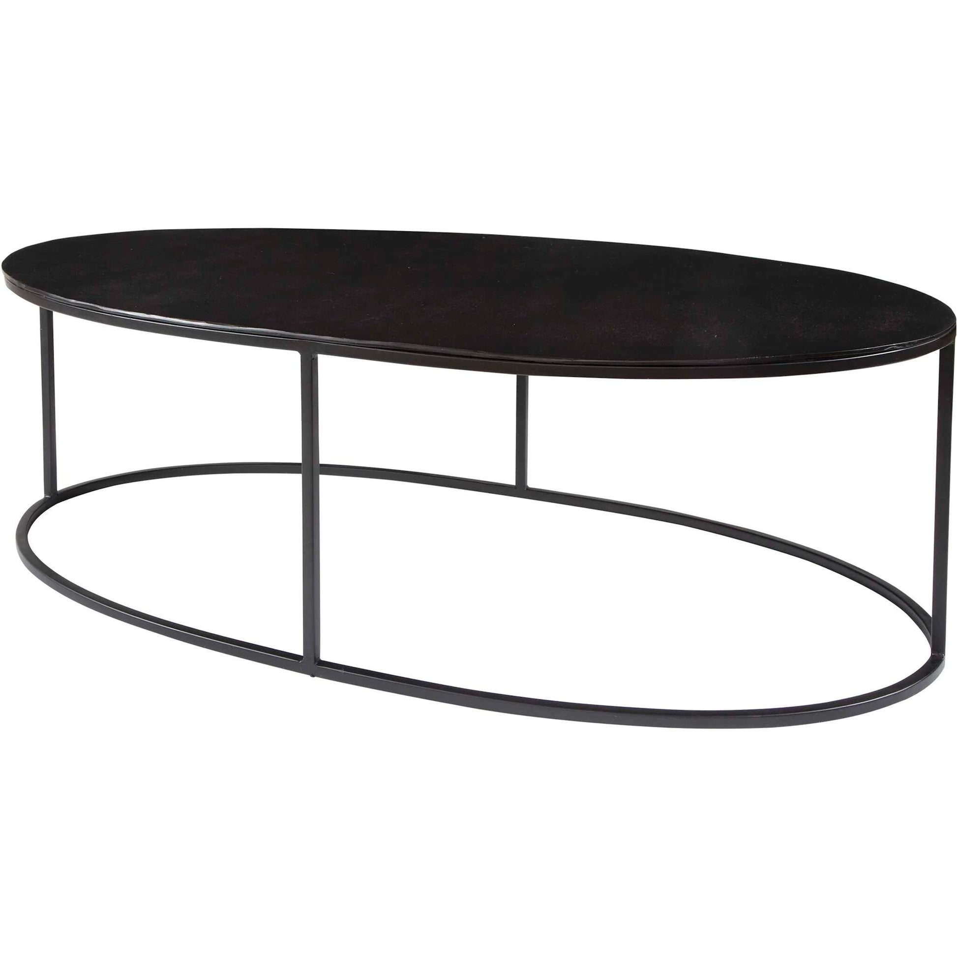 Coreene Oval Coffee Table by Uttermost in antique black. Made from iron, aluminum in a transitional style.