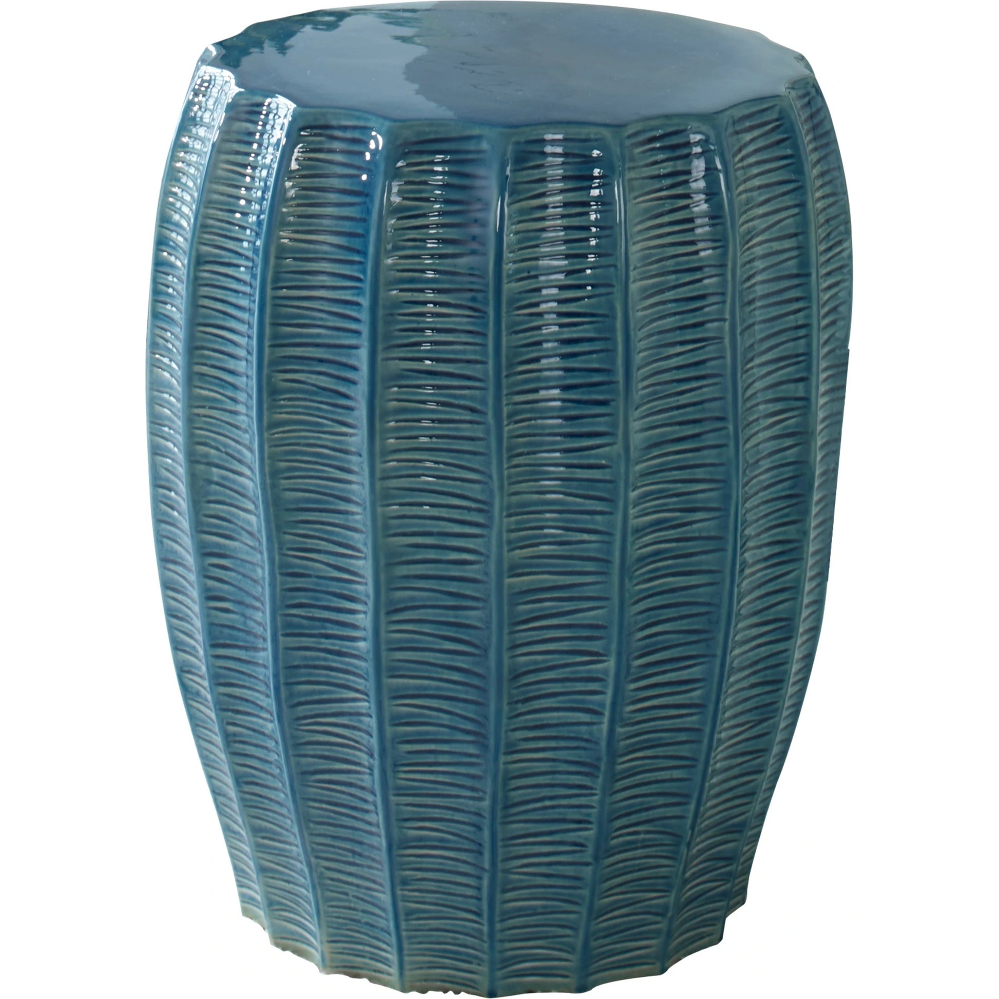 Harbor Garden Stool by Uttermost in aqua. Made from earthenware in a modern style.