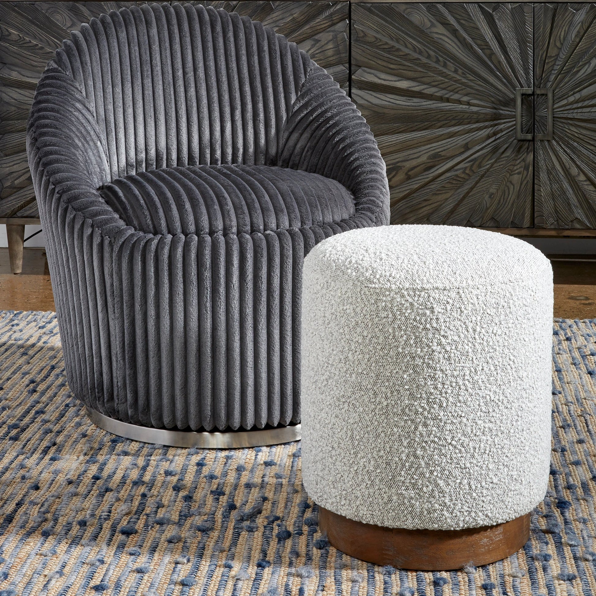 Avila Ottoman by Uttermost. Made from unique in a transitional style.