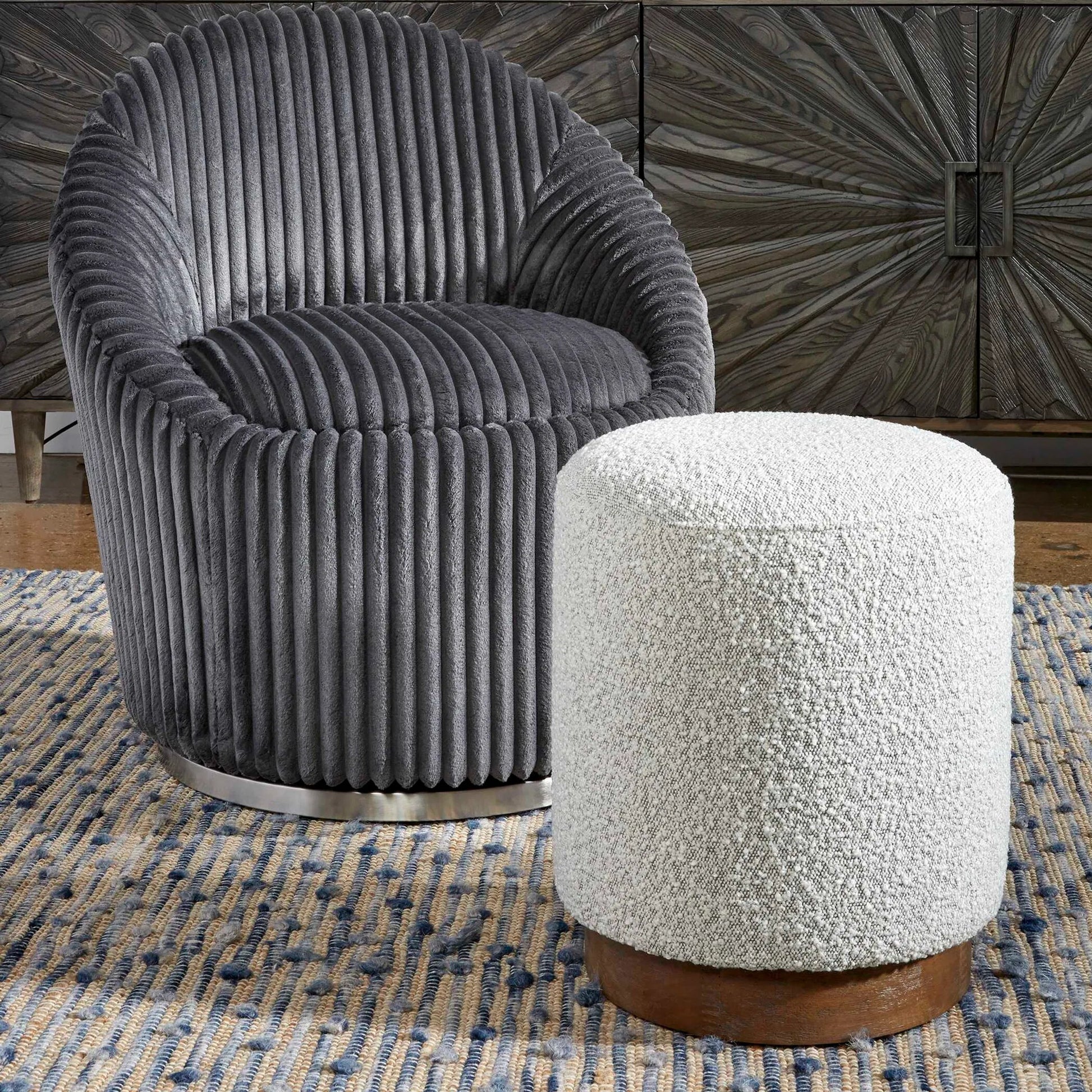 Avila Ottoman by Uttermost. Made from unique in a transitional style.