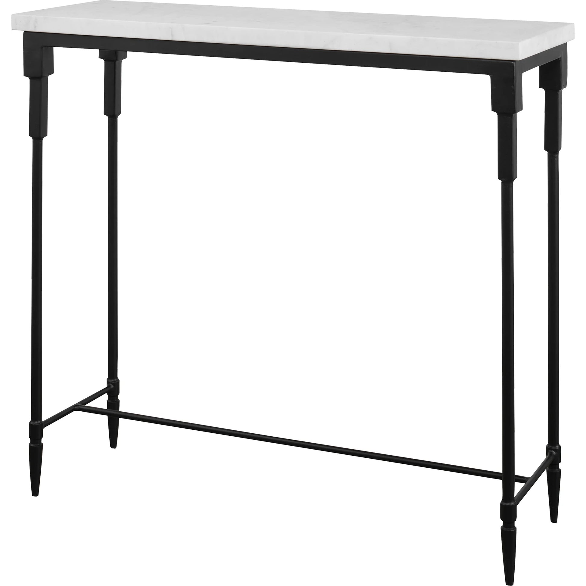 Bourges Console Table by Uttermost in white, satin black. Made from marble, iron in a transitional style.