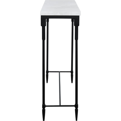Bourges Console Table by Uttermost in white, satin black. Made from marble, iron in a transitional style.