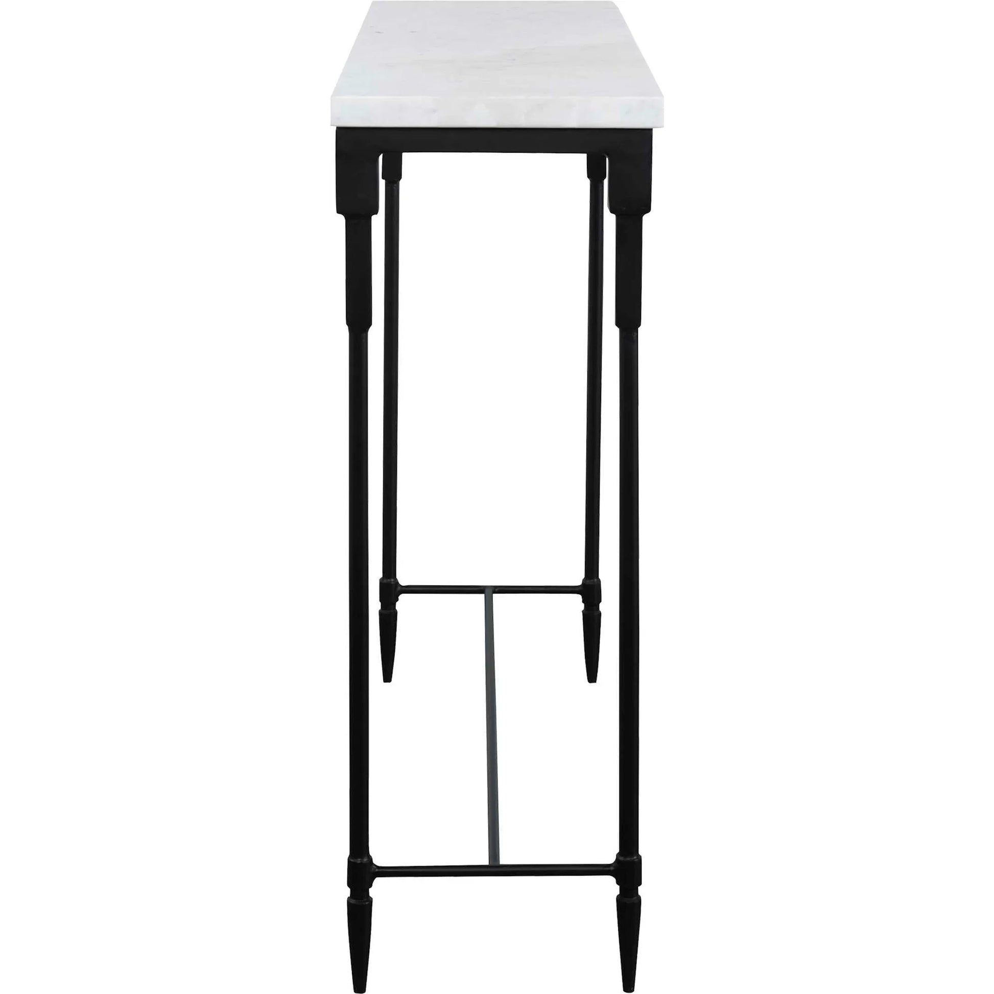 Bourges Console Table by Uttermost in white, satin black. Made from marble, iron in a transitional style.