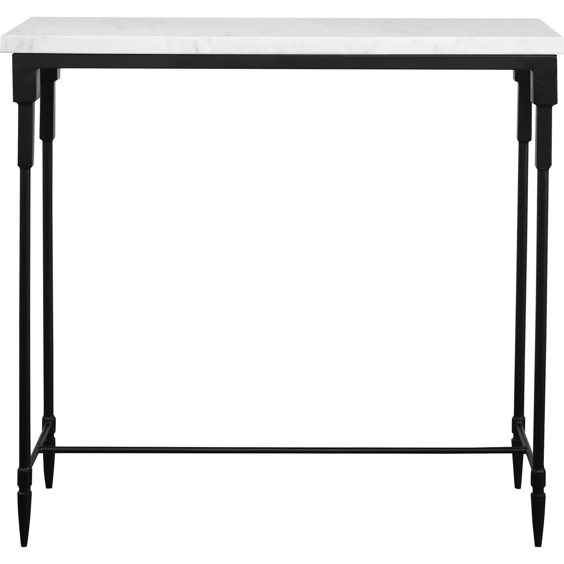 Bourges Console Table by Uttermost in white, satin black. Made from marble, iron in a transitional style.