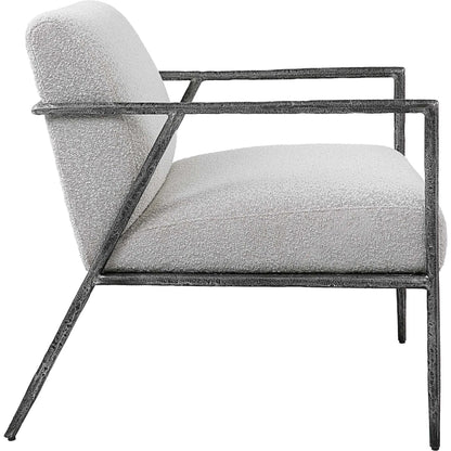 Brisbane Chair by Uttermost in ivory, gray and charcoal. Made from cast iron, mdf, foam, fabric in a transitional style.