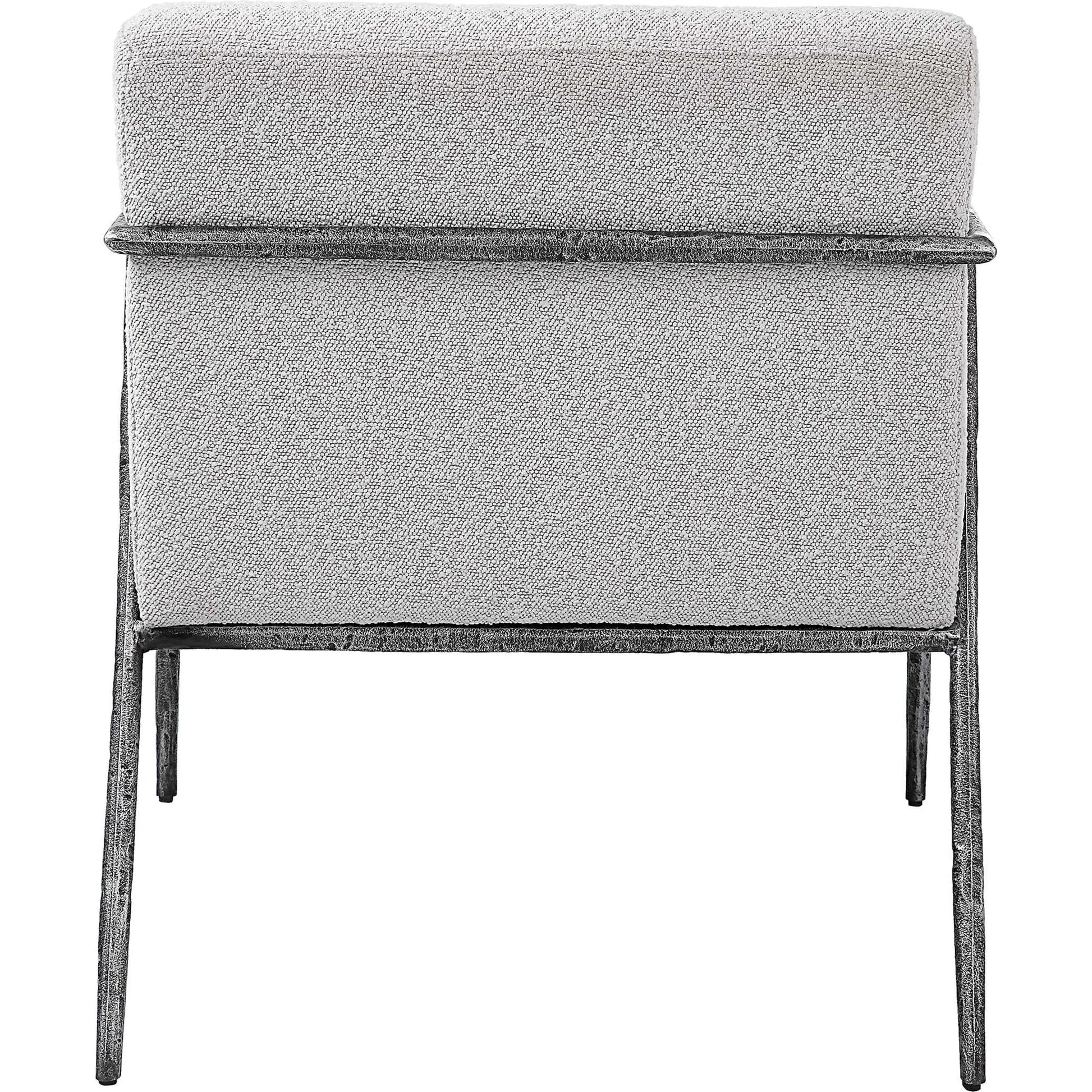Brisbane Chair by Uttermost in ivory, gray and charcoal. Made from cast iron, mdf, foam, fabric in a transitional style.